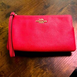 Coach Wristlet in cross grain watermelon leather